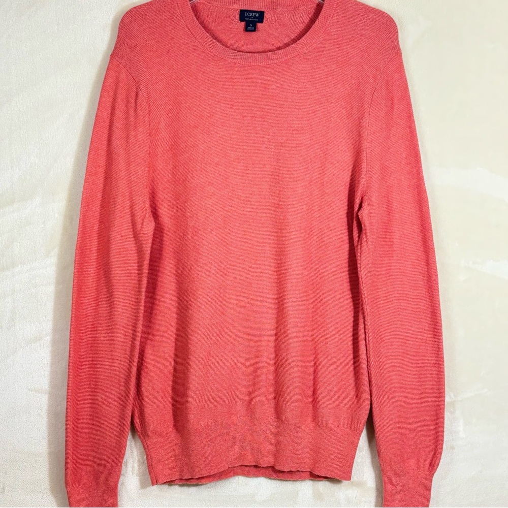 J. Crew Mens Coral 100% Cotton Preppy Pullover Sweater Size S